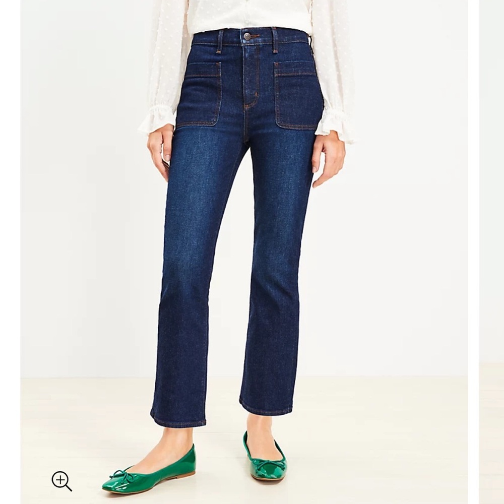 LOFT Patch Pocket High Rise Kick Crop Jeans in Rinse Wash